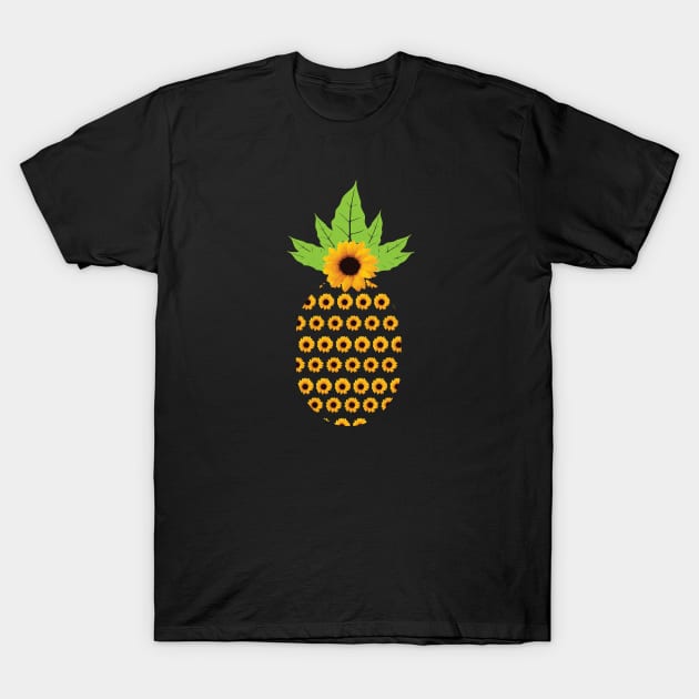 Sunflower Pineapple T-Shirt by JevLavigne